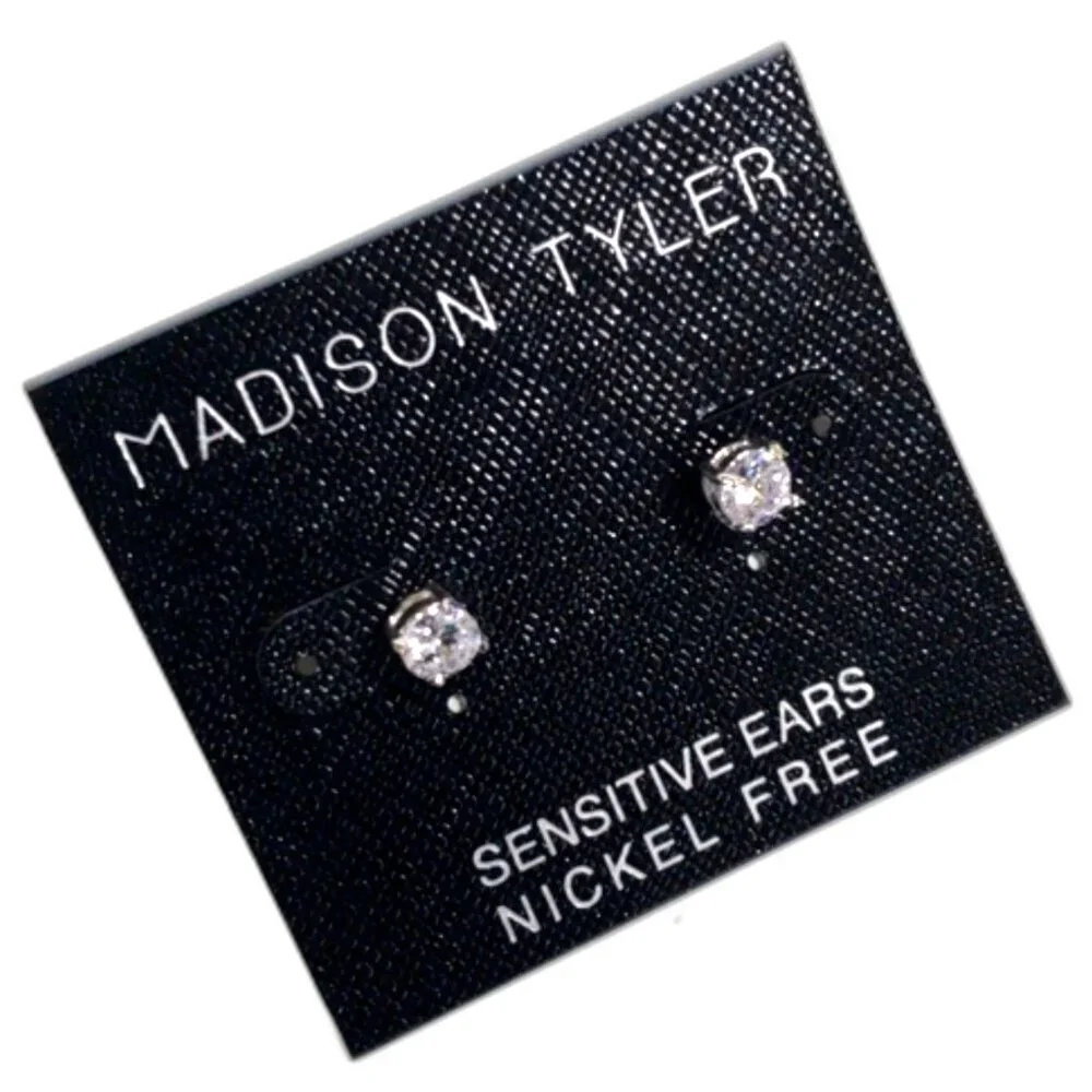 Elegant Silver Sparkling Crystal Stud Earrings - Women's Fashion Jewelry